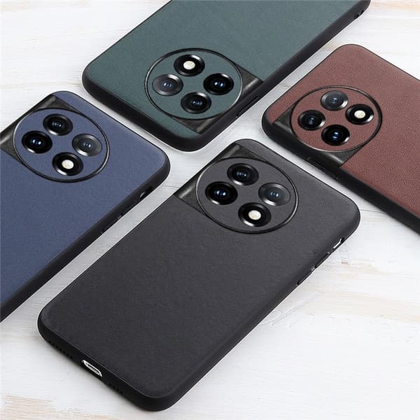 OnePlus 11 Mobilcover Ægte Læder Coated TPU - Sort Black