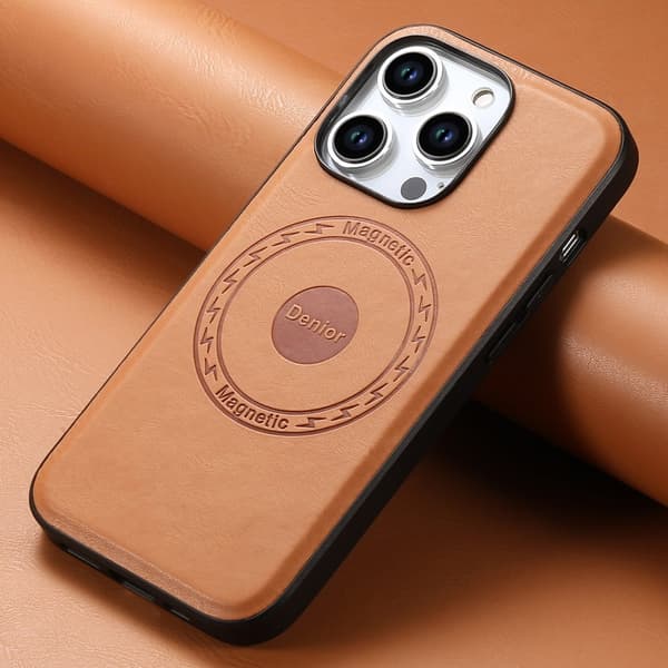 DENIOR Mobilskal till iPhone 15 Pro Max PU-läder Coated TPU+PC - Khaki