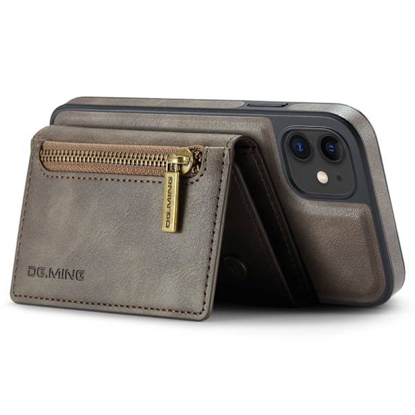 DG.MING iPhone 11 Konstläder Plånboksfodral med kortfickor - Brun