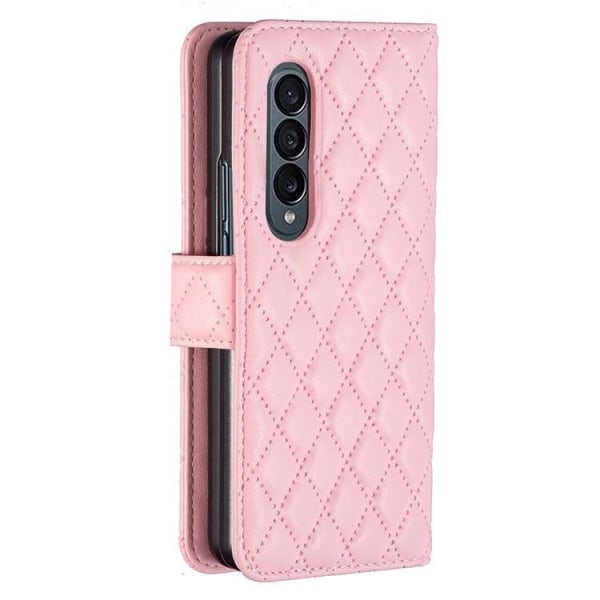 BINFEN COLOR Galaxy Z Fold 4 lompakkokotelo Rhombus - vaaleanpunainen