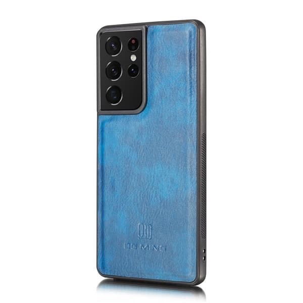 DG.MING Galaxy S21 Ultra 5G Plånboksfodral Äkta Läder 2-i-1 Detachable Blå