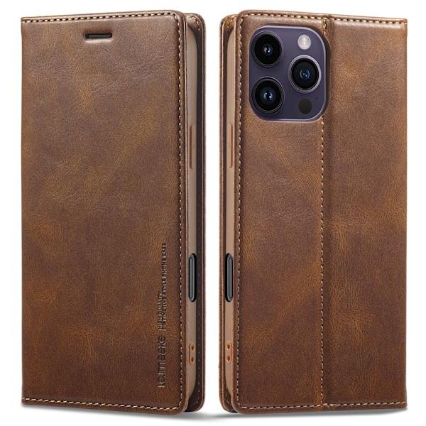 LC.IMEEKE iPhone 16 Pro Max Plånboksfodral Konstläder - Brun