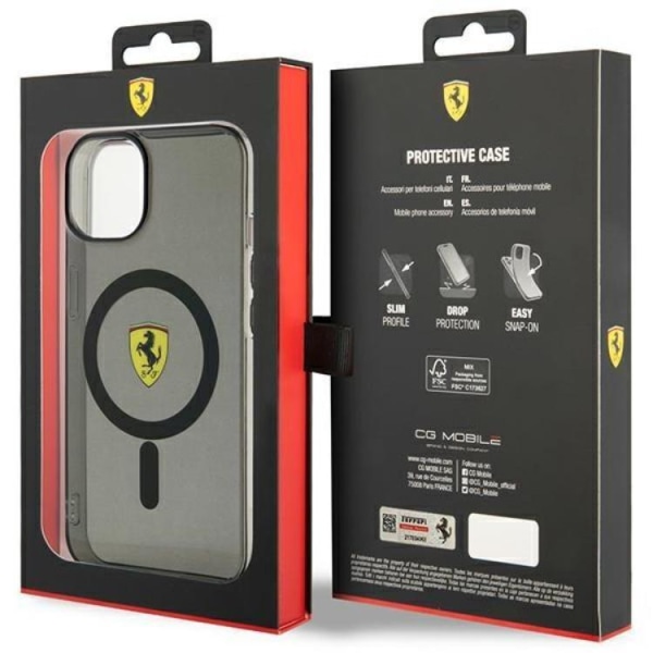 Ferrari iPhone 14 Plus mobiltaske Magsafe Translucent - Sort