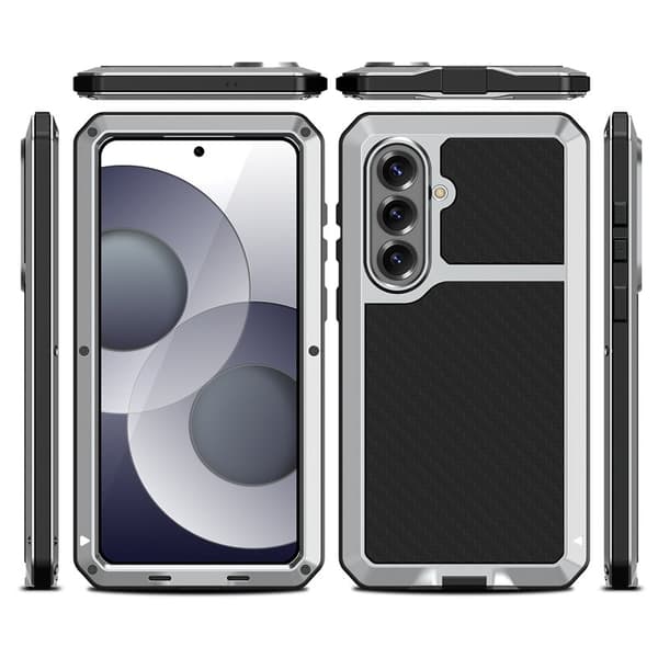 Mobilskal för Samsung Galaxy S26 Plus Silikon + Metall med Glas - Silver