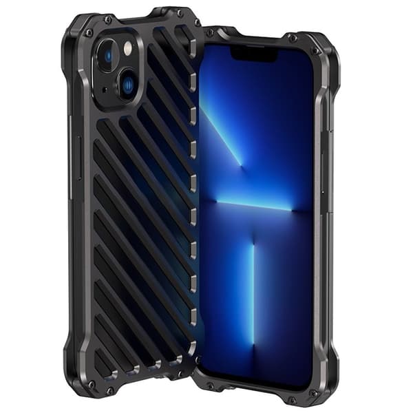R-JUST RJ-50 Aluminium Armor Mobilskal med Linsskydd för iPhone 13 Grå