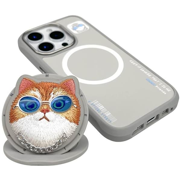 Nimmy Telefontaske til iPhone 16 Pro MagSafe Briller Cool Cat - Grå Grå