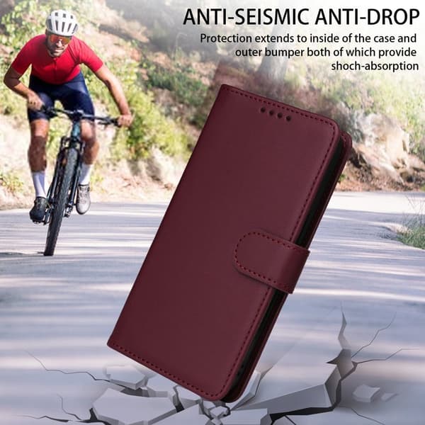 BETOPNICE iPhone 15 Pro Max Plånboksfodral - Detachable Konstläder- Vinröd