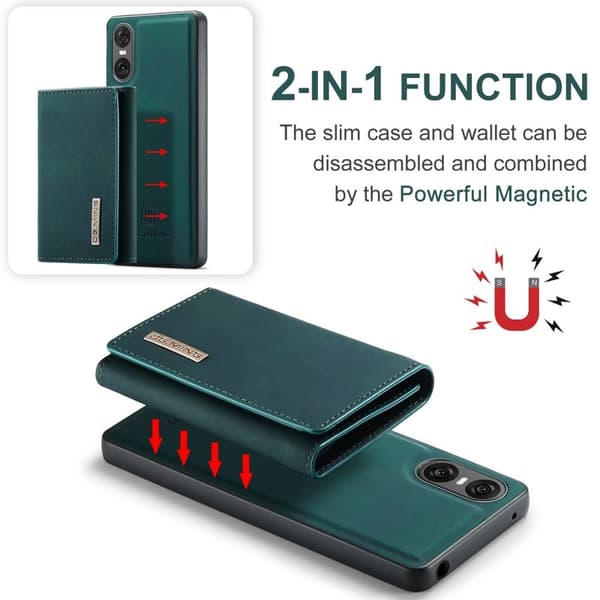 DG.MING Sony Xperia 10 VI Kickstand Konstläder Plånboksfodral Grön