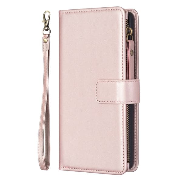 iPhone 15 Pro Max Pung Taske Lynlås Flip - Rødguld Roséguld