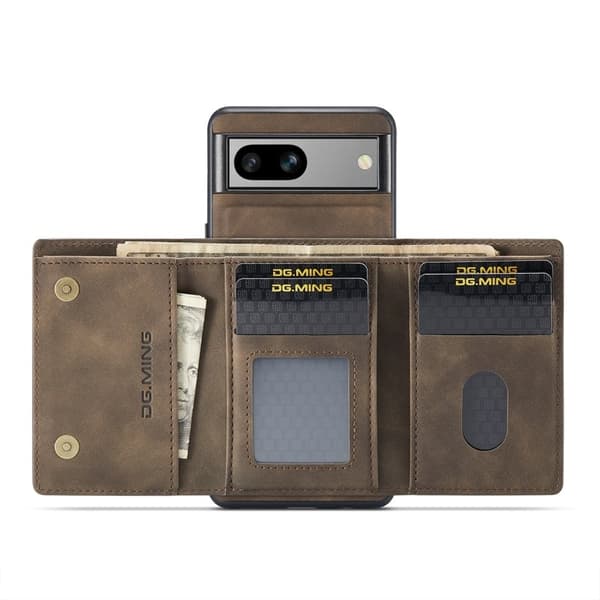 DG.MING M1 Series Google Pixel 8a Plånboksfodral Kickstand Konstläder Brun
