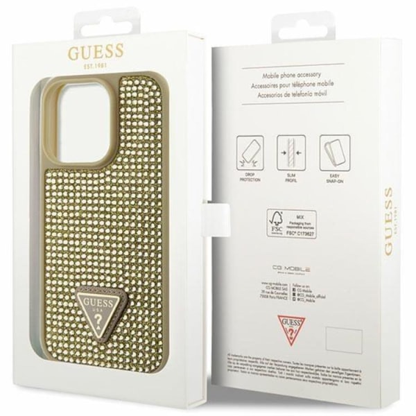 Guess iPhone 14 Pro Mobilskal Rhinestone Triangle - Guld