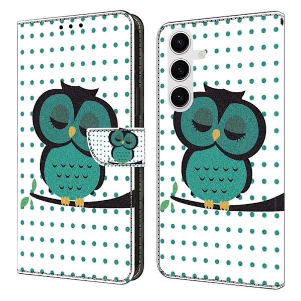 Samsung Galaxy S26 Plånboksfodral Magnetlås 3D Mönster Konstläder Sovande Uggla