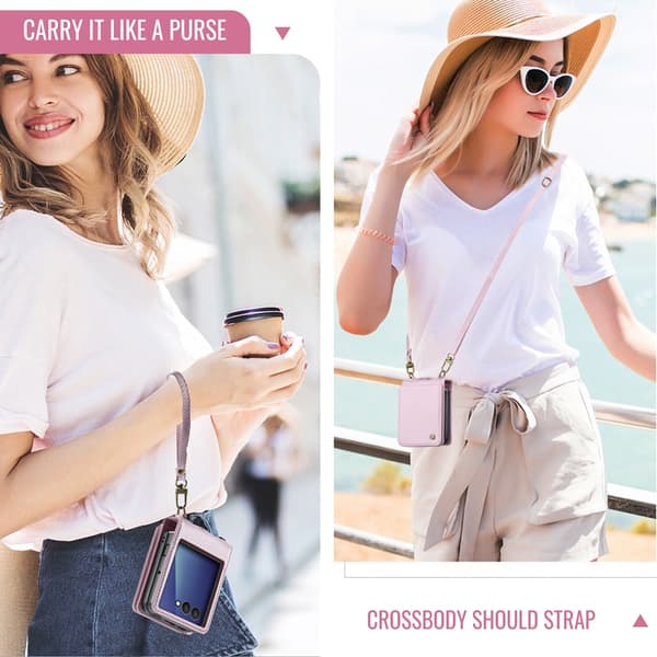 CASEME Galaxy Z Flip 7 Plånboksfodral RFID Blocking C22 - Rosa Rosa