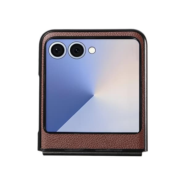 Mobilskal till Galaxy Z Flip7 Litchi Texture Läder - Brun Brun
