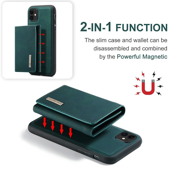 DG.MING Konstläder Plånboksfodral med Kickstand för iPhone 11 - Grön