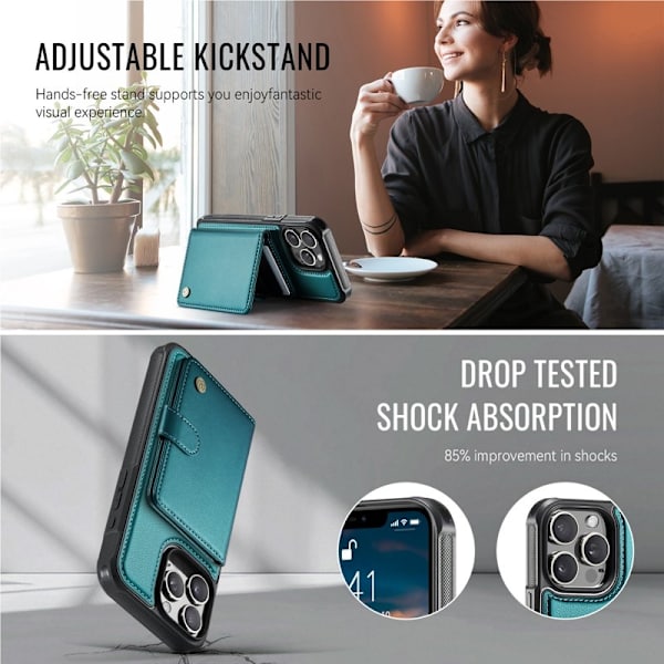 JEEHOOD J09 Mobilskal till iPhone 14 Pro RFID Låsfunktion Grön