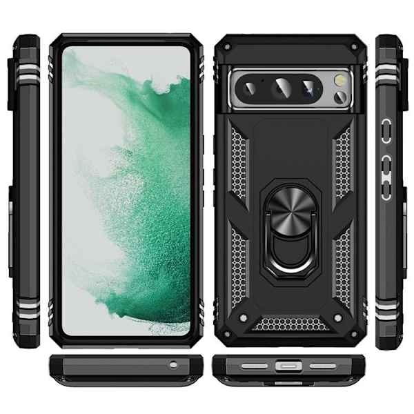 Telefontaske til Google Pixel 8 Pro Ringholder Kickstand - Sort Black