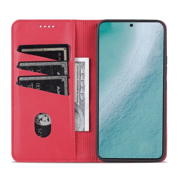 AZNS Samsung Galaxy S22+ Plånboksfodral Konstläder - Röd
