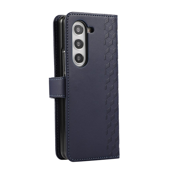 Galaxy Z Fold 7 Plånboksfodral 3D Rhombus Grid Imprinted - Blå Blå
