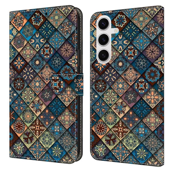 Plånboksfodral för Samsung Galaxy S26 Plus Mönstertryck Ställ - Blå Blommig