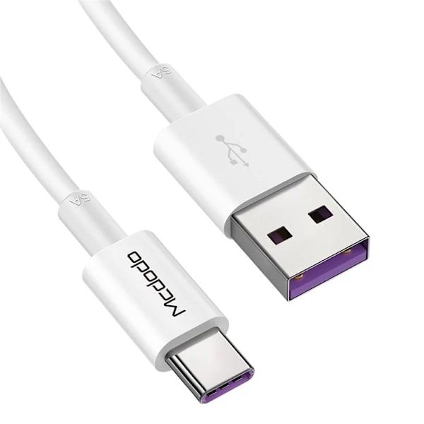 MCDODO USB-A - USB-C 5A Kabel 1m Element - Vit Vit