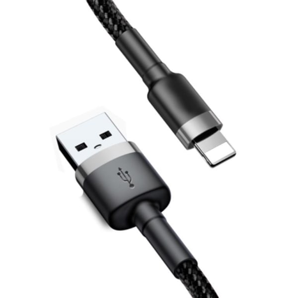 SiGN Kevlar USB-kabel med Lightning 1,5A, 2m - Grå/Sort