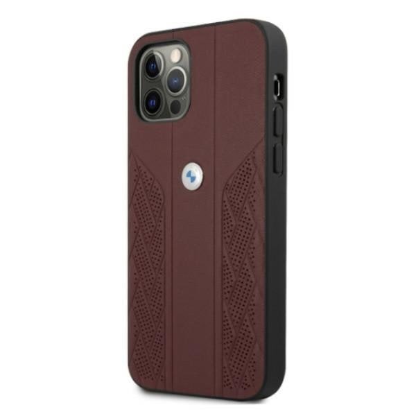 BMW Läder Curve Perforate Skal iPhone 12 Pro Max - Röd Röd