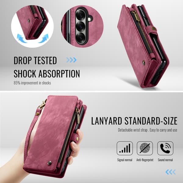 CASEME Galaxy Z Fold 7 Plånboksfodral Med Rem - Röd Röd