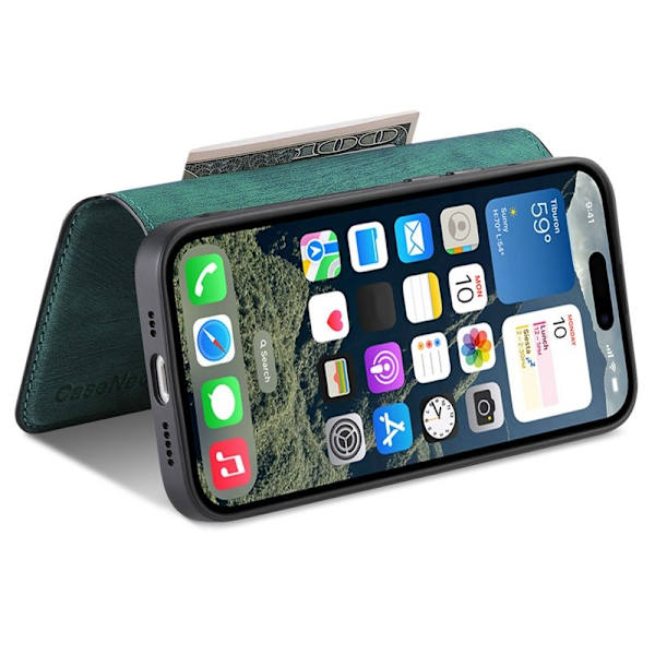 CASENEO iPhone 16 Plånboksfodral Konstläder - Grön
