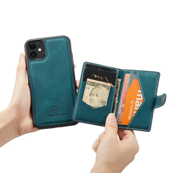 JEEHOOD Detachable Wallet Mobilskal för iPhone 11 Grön