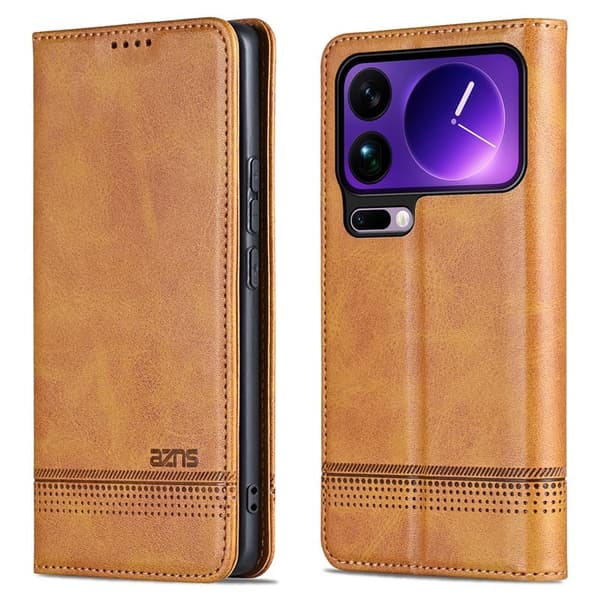 AZNS Xiaomi 17 Pro Max Plånboksfodral Konstläder - Brun