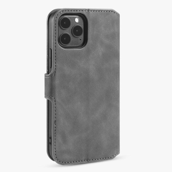 DG.MING Retro nahkainen lompakkokotelo iPhone 12 Pro Max - harmaa Grey