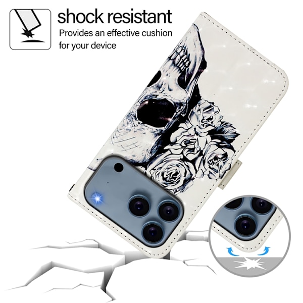 iPhone 17 Pro Plånboksfodral Printing Pattern Med Strap Vit