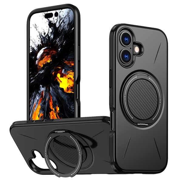 Mobilskal till iPhone 16 Plus MagSafe Rotating Kickstand TPU + PC Svart