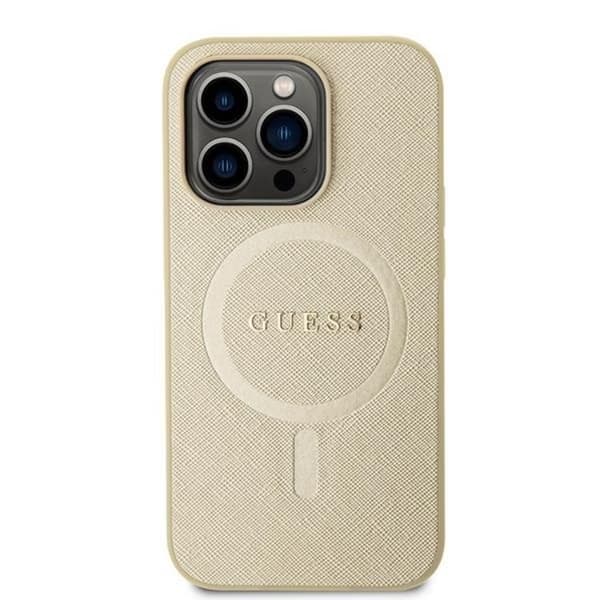 Guess Mobilskal till iPhone 15 Pro Max Magsafe Saffiano - Guld