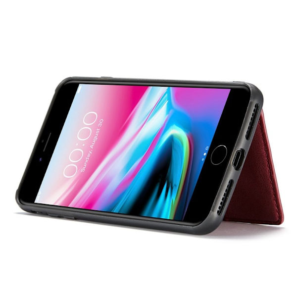 JEEHOOD iPhone 7 Plus/8 Plus Plånboksfodral Konstläder TPU Röd