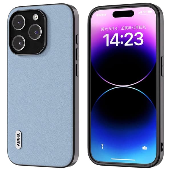 ABEEL Mobilskal till iPhone 15 Pro Anti-Scratch Äkta Läder Blå