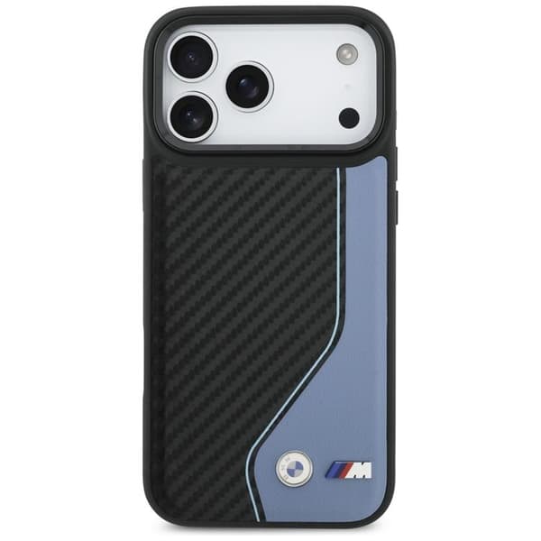 BMW telefontaske til iPhone 17 Pro Max MagSafe M Carbon Logo - Blå Blå