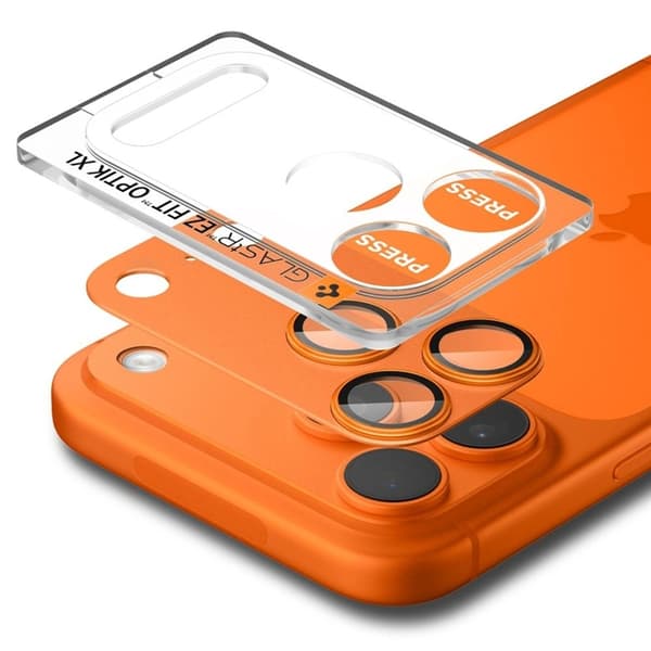 Spigen iPhone 17 Pro Max hærdet glas kameradæksel EZ Fit - Orange Orange