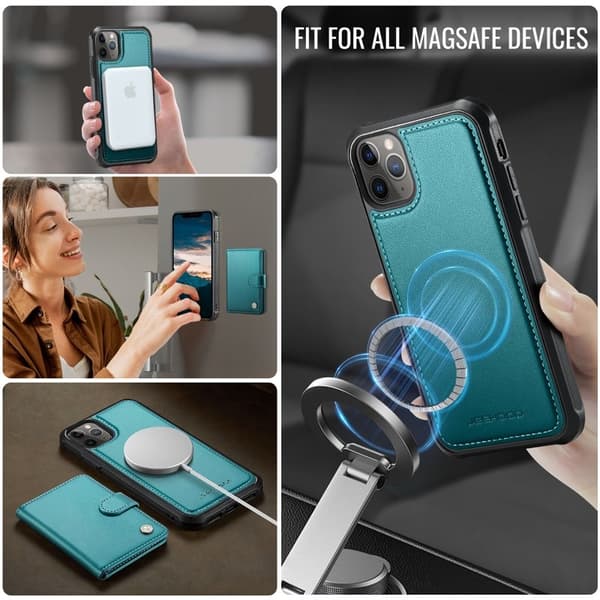 JEEHOOD J09 Mobilskal till iPhone 11 Pro RFID Läder MagSafe Grön