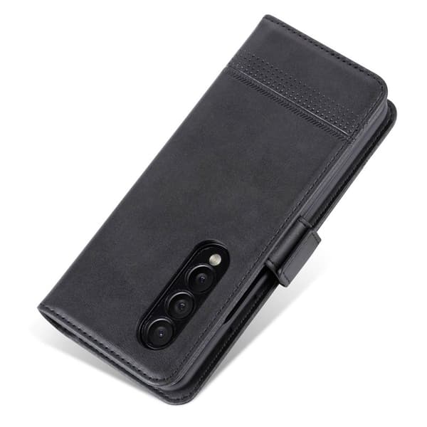 AZNS Samsung Galaxy Z Fold4 Plånboksfodral Konstläder - Svart