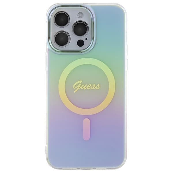 Guess telefontaske til iPhone 15 Pro MagSafe MagSafe IML iriserende - turkis