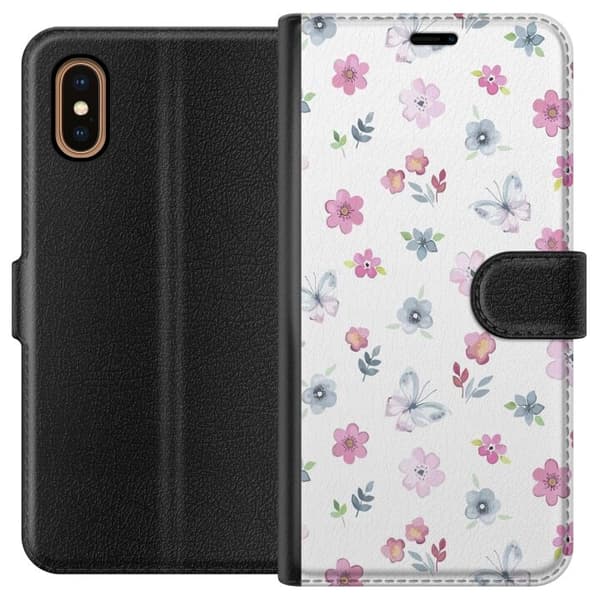 Plånboksfodral till Apple iPhone XS Max med Blommor och fjärillar