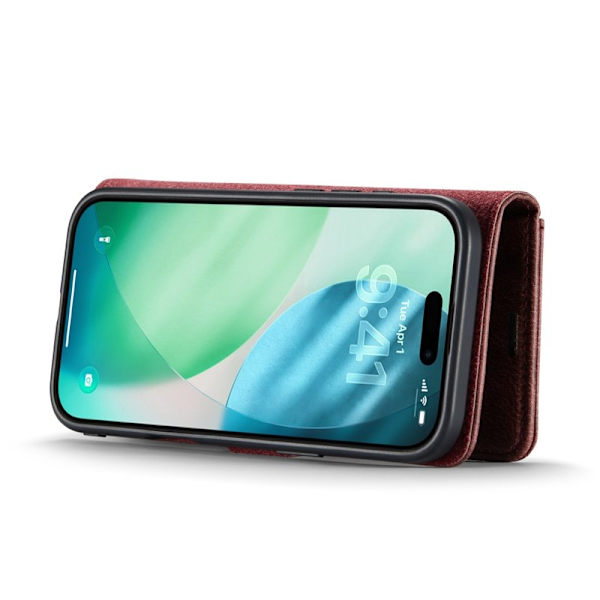DG.MING iPhone Air Plånboksfodral Äkta Läder Avtagbart - Röd