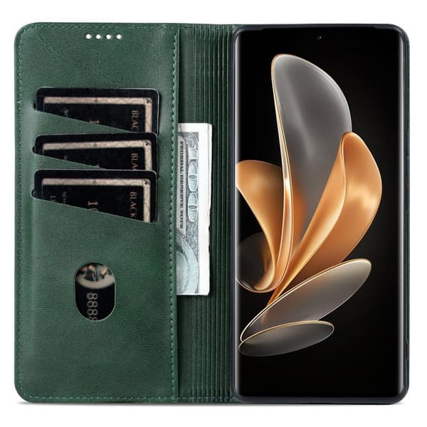 AZNS Xiaomi 14 Ultra Plånboksfodral Konstläder - Grön