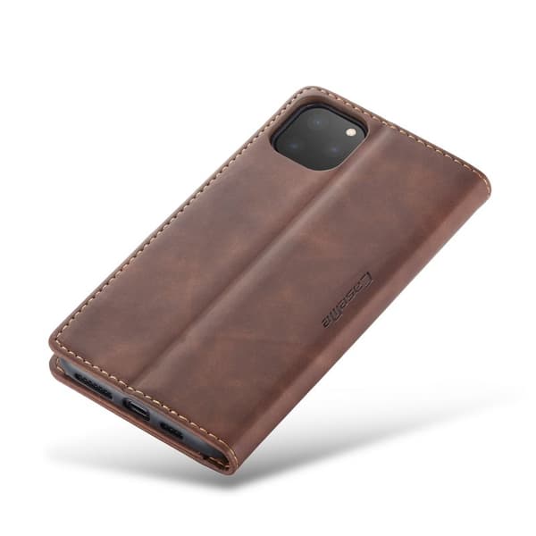 CASEME 013 Flip Konstläder Plånboksfodral för iPhone 11 Pro Max - Brun