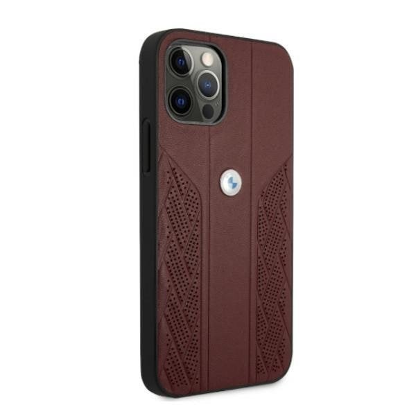 BMW Läder Curve Perforate Skal iPhone 12 Pro Max - Röd Röd