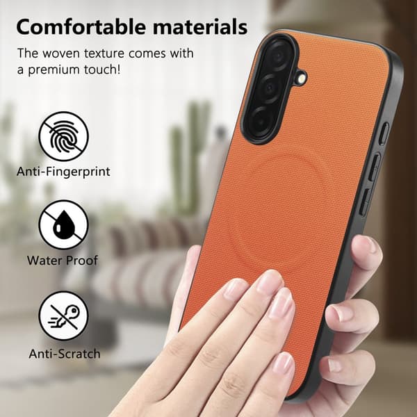 Mobilskal för Samsung Galaxy S26 Plus Magnetiskt Konstläder + TPU - Orange