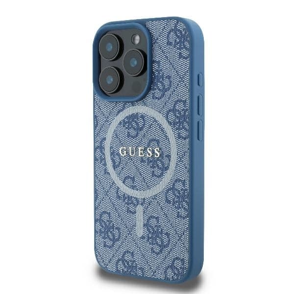Guess telefontaske til iPhone 16 Pro 6.3 MagSafe 4G Ring Classic Logo - Blå