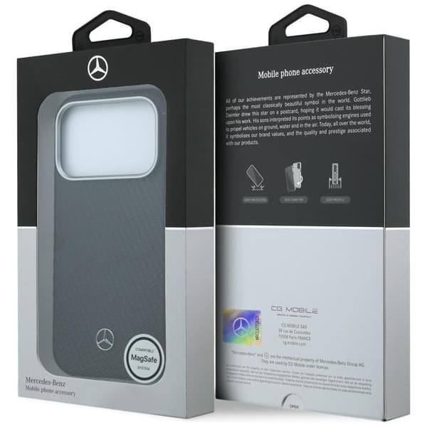 Mercedes Mobilskal för iPhone 17 Pro MagSafe Läder Wood Effect - Svart